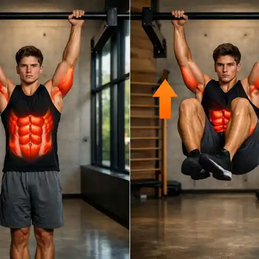 Releve de jambes suspendu barre fixe